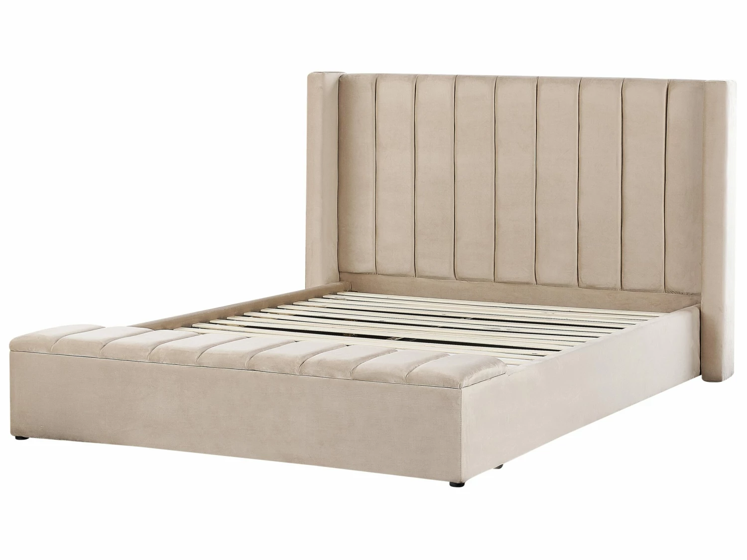 Velvet Bed With Storage Bench Beige NOYERS Various Sizes - Image 6