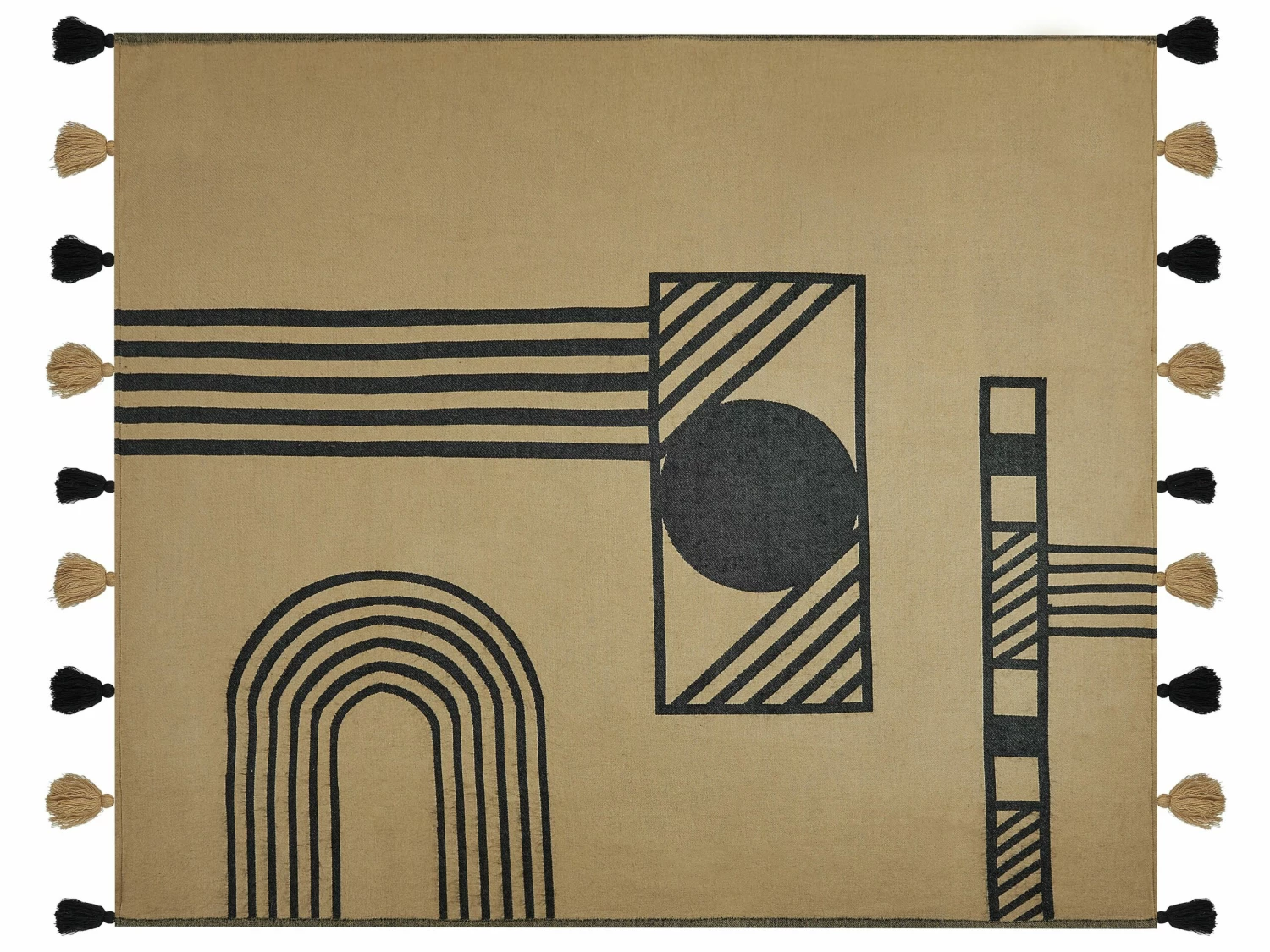 Blanket 130 X 170 Cm Beige And Black THAPREK 3 Blanket 130 X 170 Cm Beige And Black THAPREK - Image 3