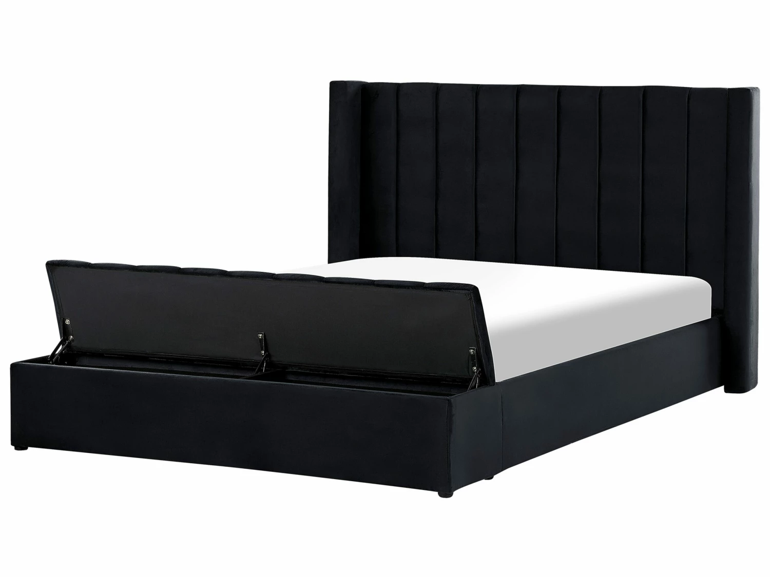 Velvet Bed With Storage Bench Black NOYERS Various Sizes