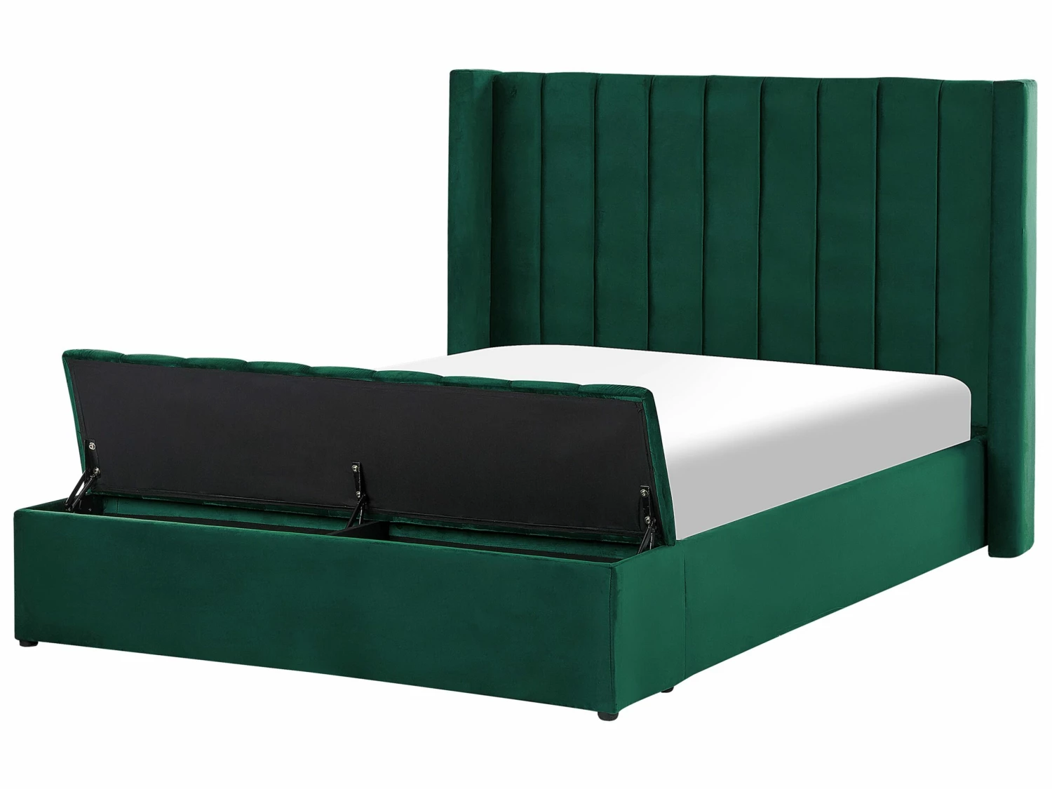 Velvet Bed With Storage Bench Green NOYERS Various Sizes
