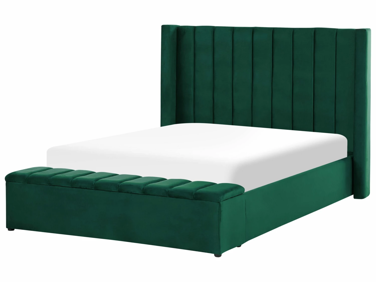 Velvet Bed With Storage Bench Green NOYERS Various Sizes - Image 5