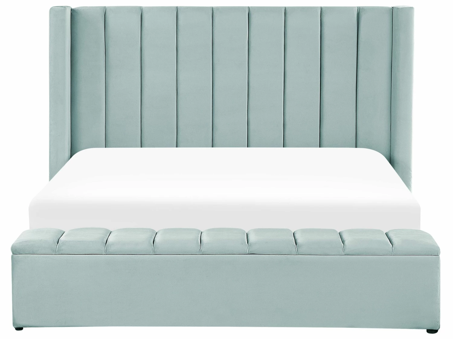 Velvet Bed With Storage Bench Mint Green NOYERS Various Sizes - Image 4