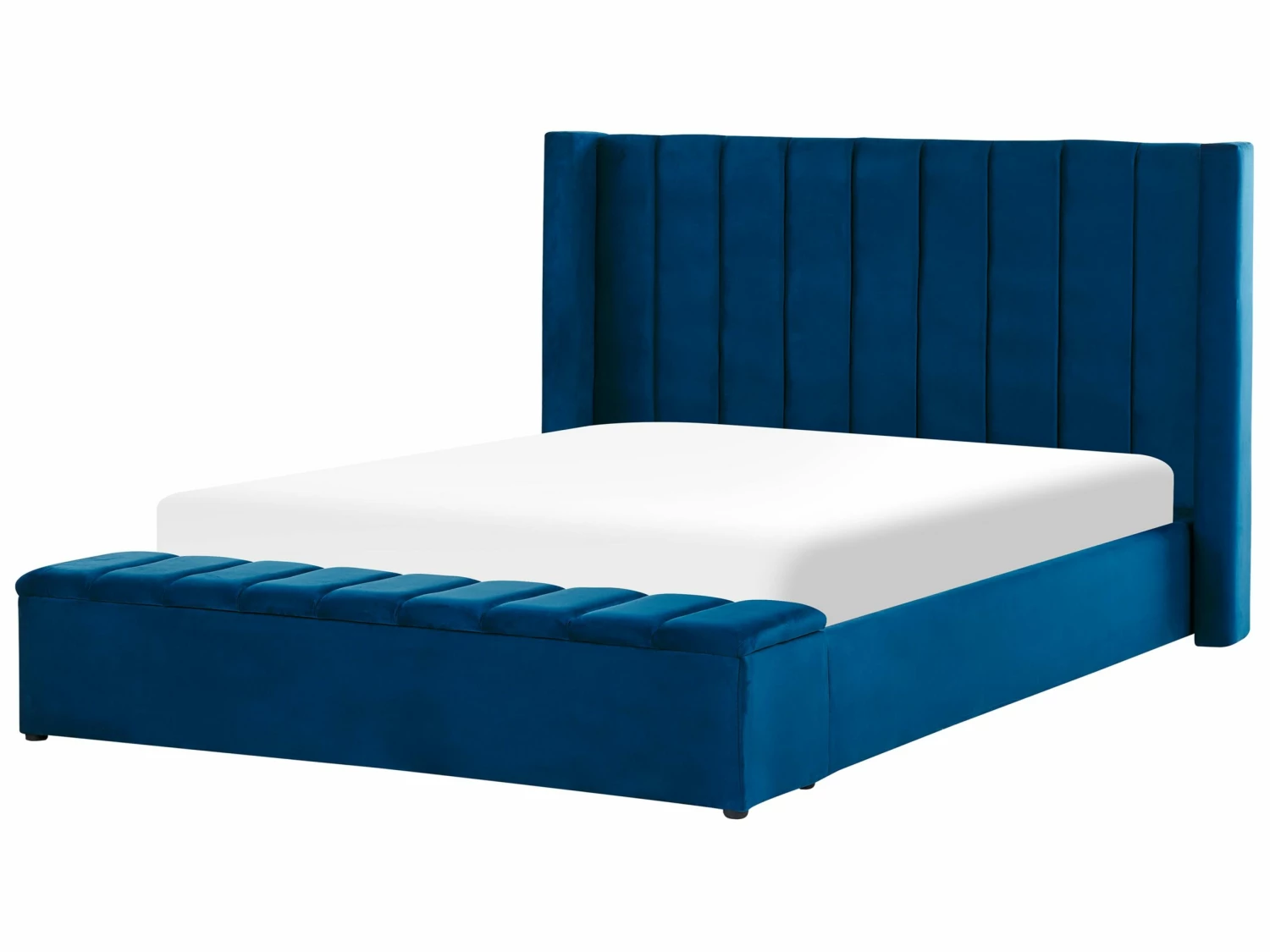Velvet Bed With Storage Bench Blue NOYERS Various Sizes - Image 5