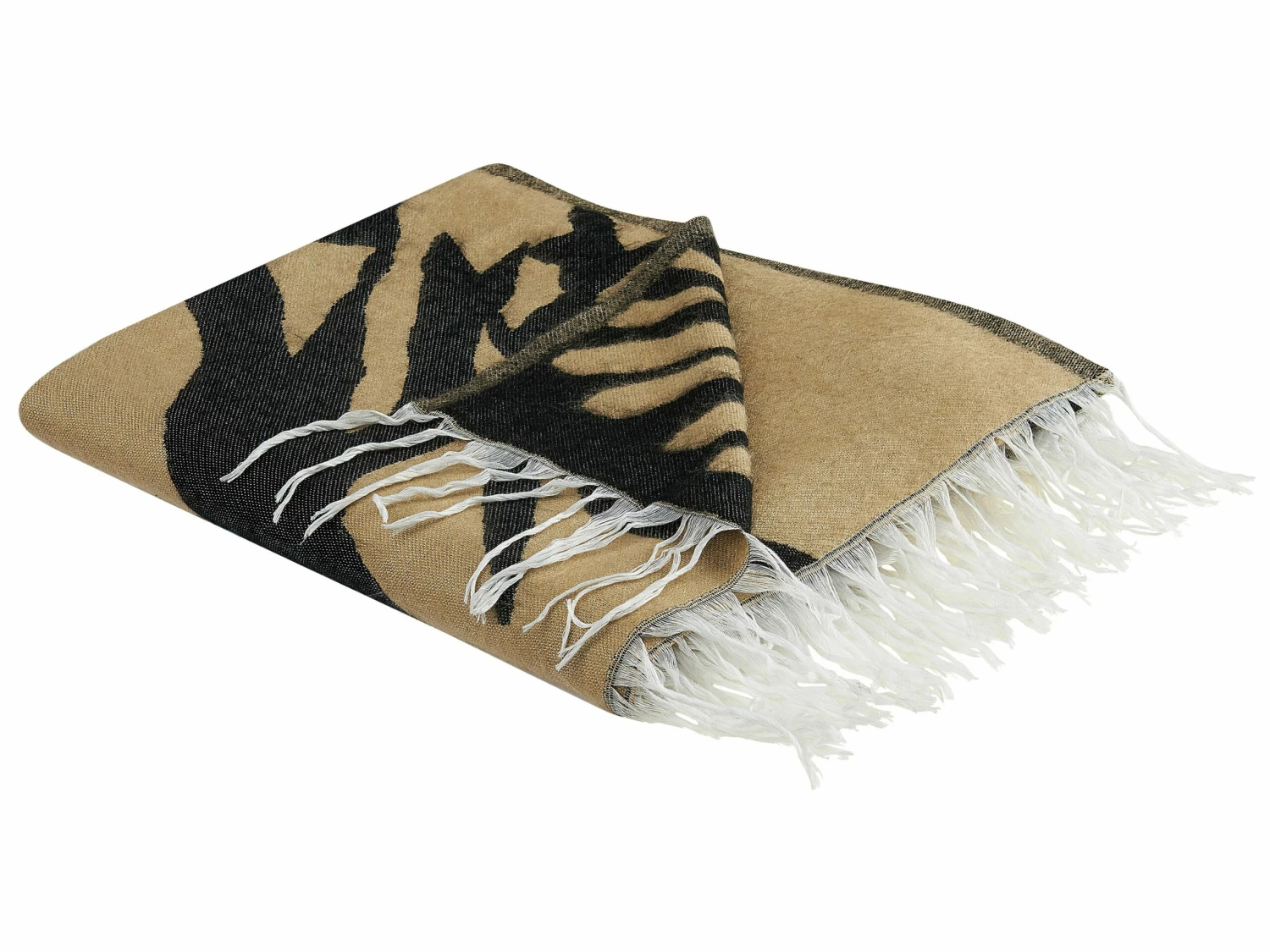 Blanket 130 X 170 Cm Beige And Black KUDIYA