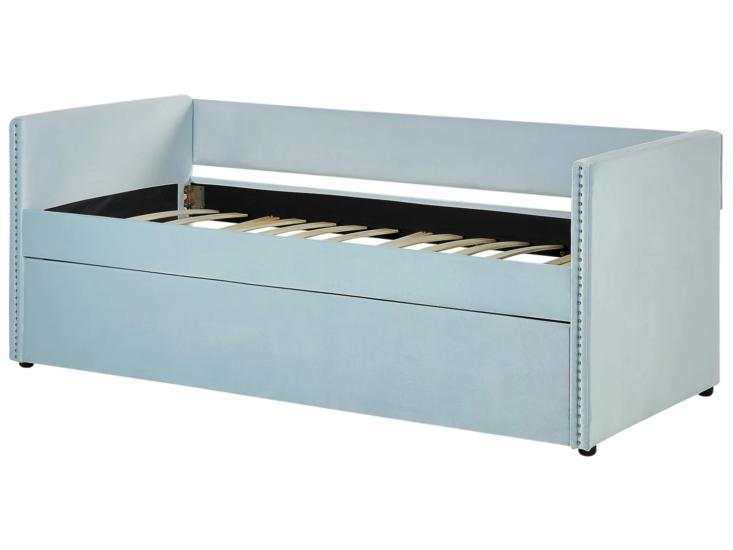Velvet EU Single Trundle Bed Light Blue TROYES - Image 6