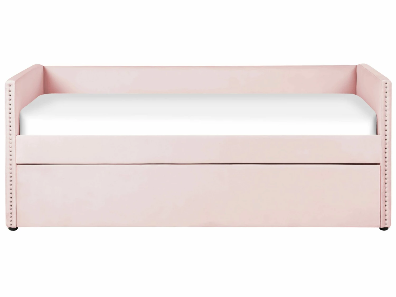Velvet EU Single Trundle Bed Light Pink TROYES 5 Velvet EU Single Trundle Bed Light Pink TROYES - Image 5