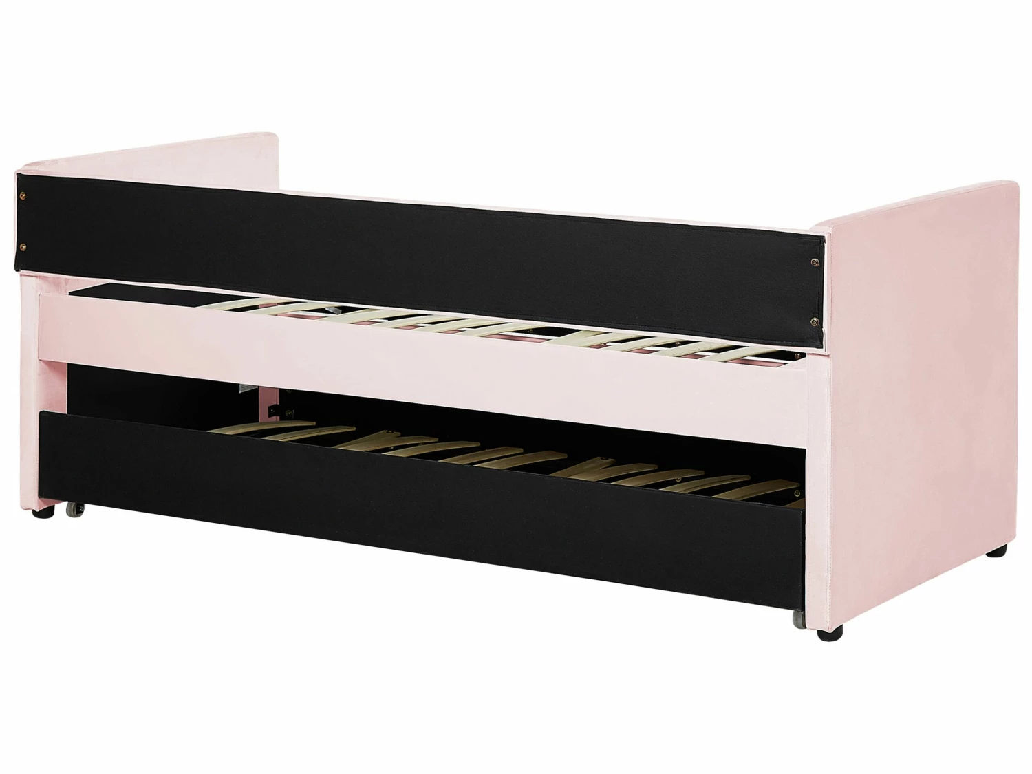 Velvet EU Single Trundle Bed Light Pink TROYES 7 Velvet EU Single Trundle Bed Light Pink TROYES - Image 7
