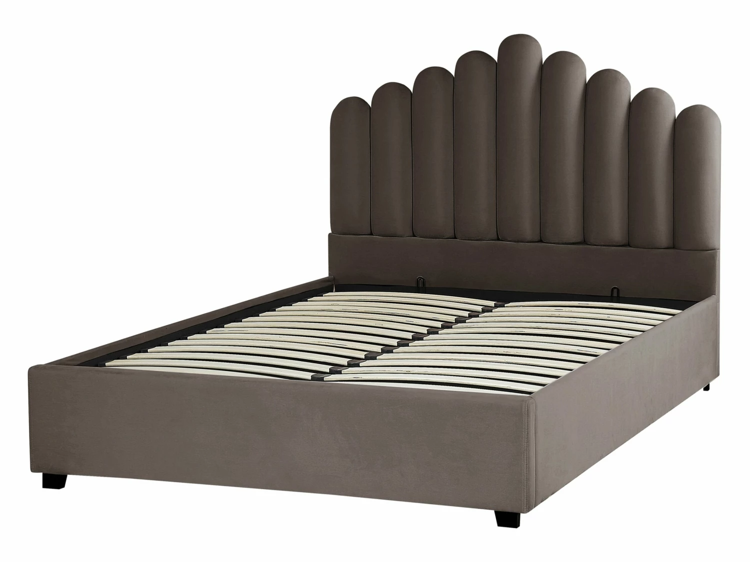 Velvet Ottoman Bed Taupe VINCENNES Various Sizes - Image 6
