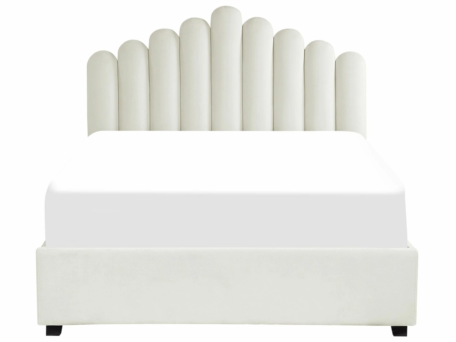 Velvet Ottoman Bed Off White VINCENNES Various Sizes 4 Velvet Ottoman Bed Off White VINCENNES Various Sizes - Image 4
