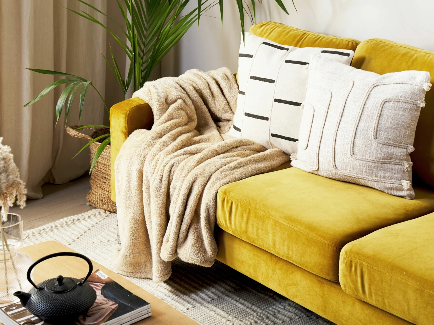 Blanket 125 X 150 Cm Sand Beige NAMDU - Image 2