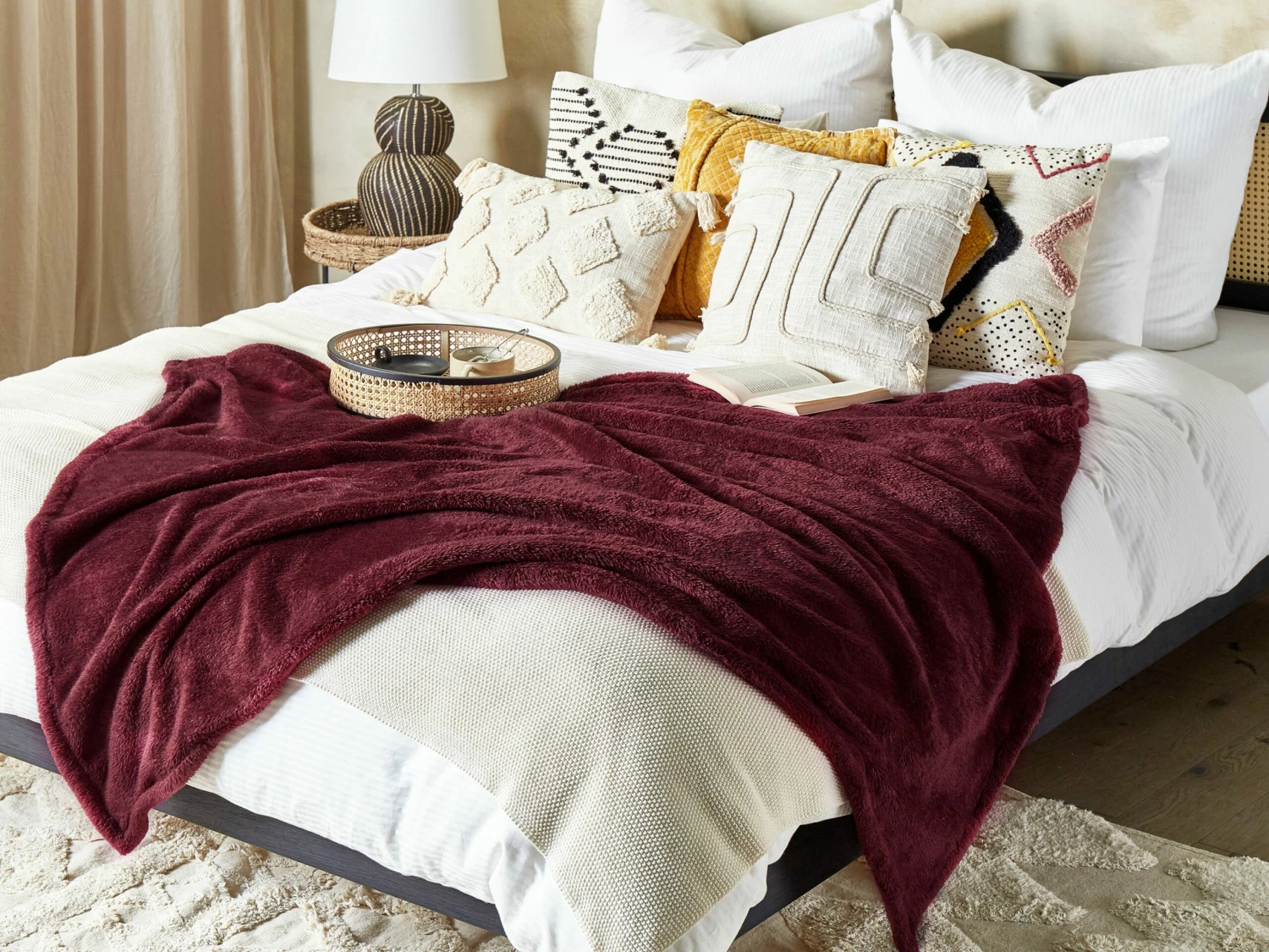 Blanket 125 X 150 Cm Burgundy NAMDU - Image 2