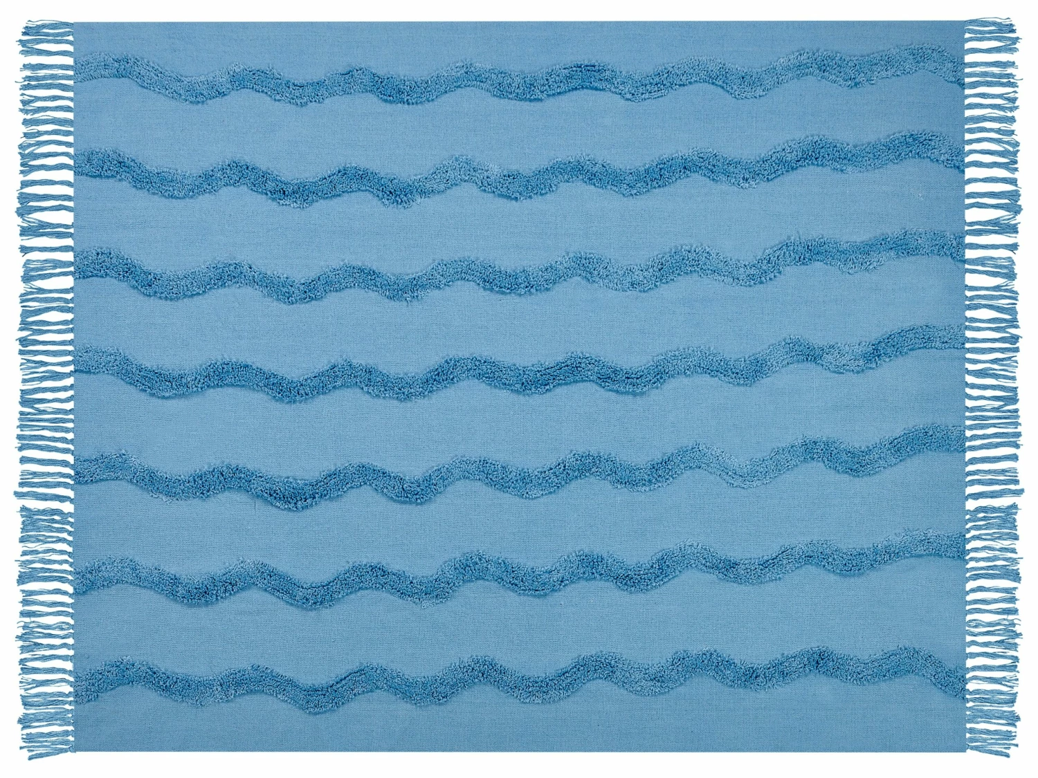 Cotton Blanket 125 X 150 Cm Blue KHARI - Image 3