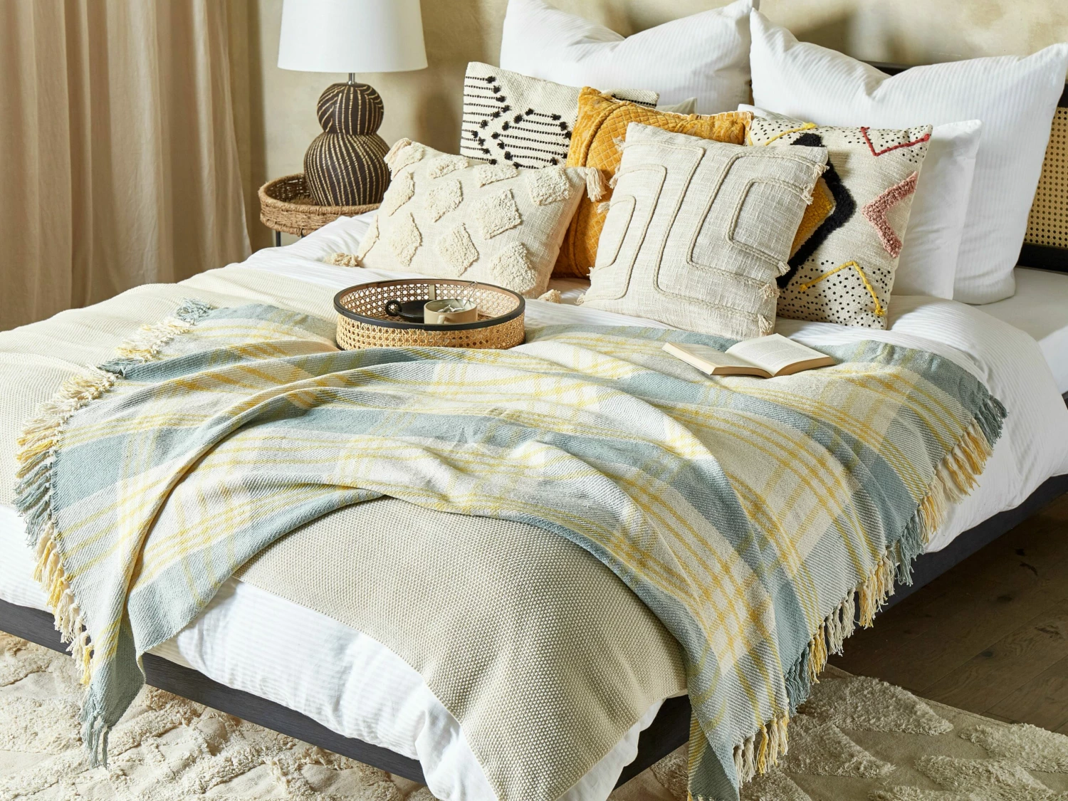 Cotton Blanket 125 X 150 Cm Yellow And Green BETALI - Image 2