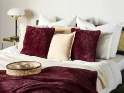 Blanket 125 X 150 Cm Burgundy NAMDU -Cheap Bed Linings Store undef src sa picid 839891 type color image