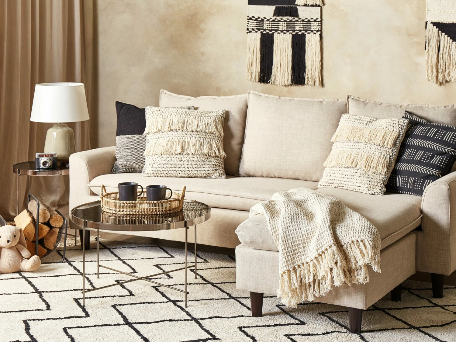 Cotton Blanket 125 X 150 Cm Beige MALU - Image 3