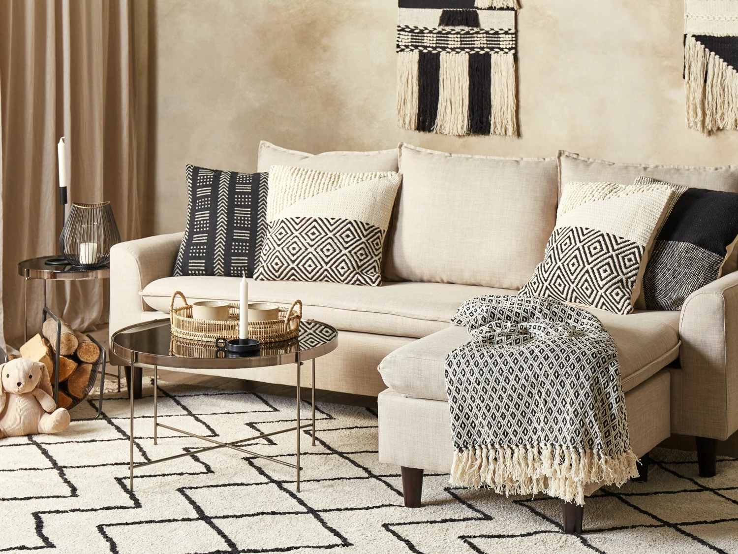 Cotton Blanket 125 X 150 Cm Black And White CHYAMA - Image 3