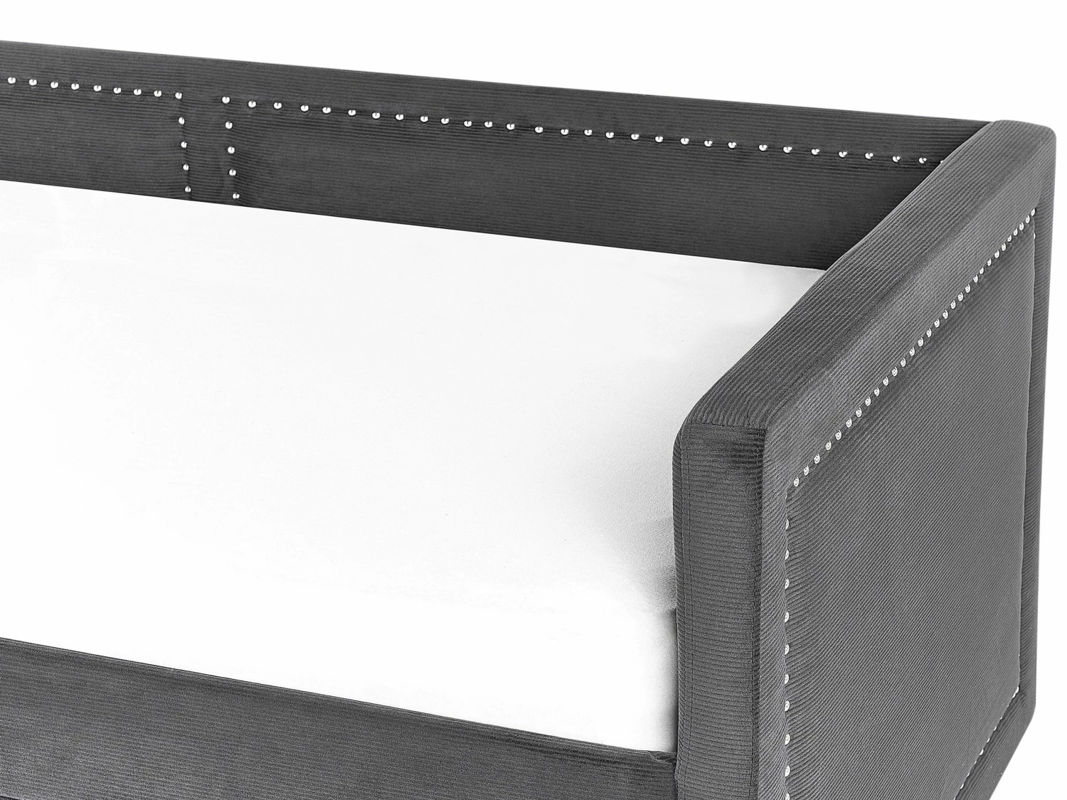 Corduroy EU Single Trundle Bed Dark Grey MIMIZAN - Image 10