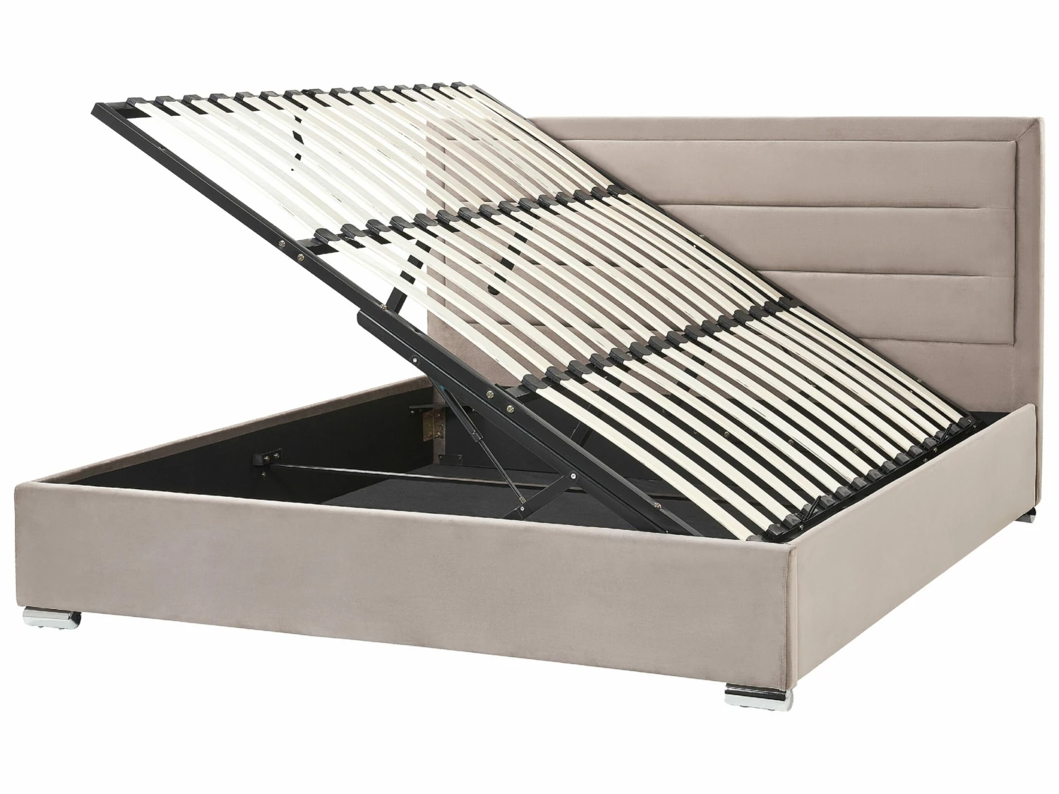 Velvet EU Double Size Ottoman Bed Taupe ROUEN