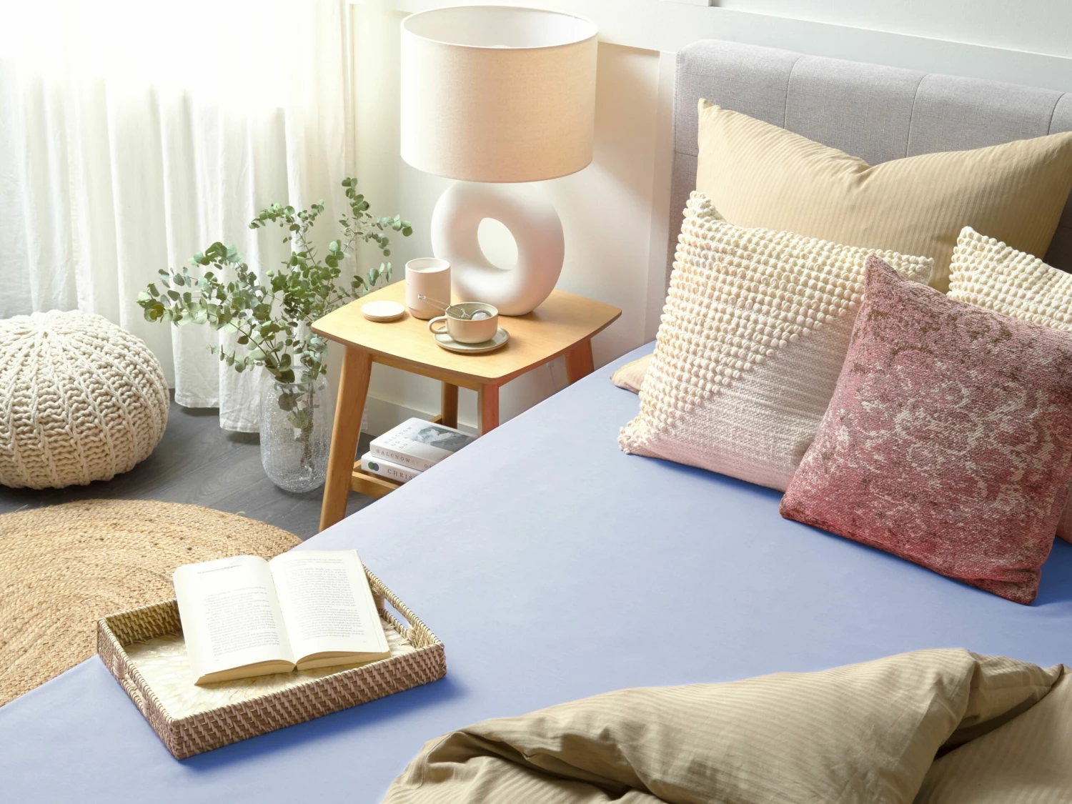 Cotton Fitted Sheet Blue JANBU Various Sizes 2 Cotton Fitted Sheet Blue JANBU Various Sizes - Image 2