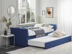 Fabric EU Single Trundle Bed Blue LIBOURNE -Cheap Bed Linings Store undef src sa picid 847846 type whitesh image