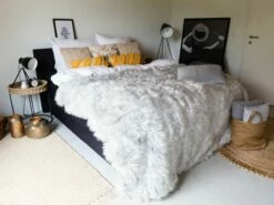 Faux Fur Bedspread Light Grey DELICE Various Sizes -Cheap Bed Linings Store undef src sa picid 848525 type whitesh image