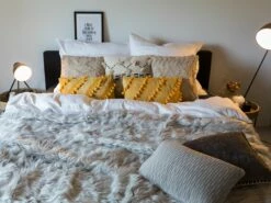 Faux Fur Bedspread Light Grey DELICE Various Sizes -Cheap Bed Linings Store undef src sa picid 848526 type whitesh image